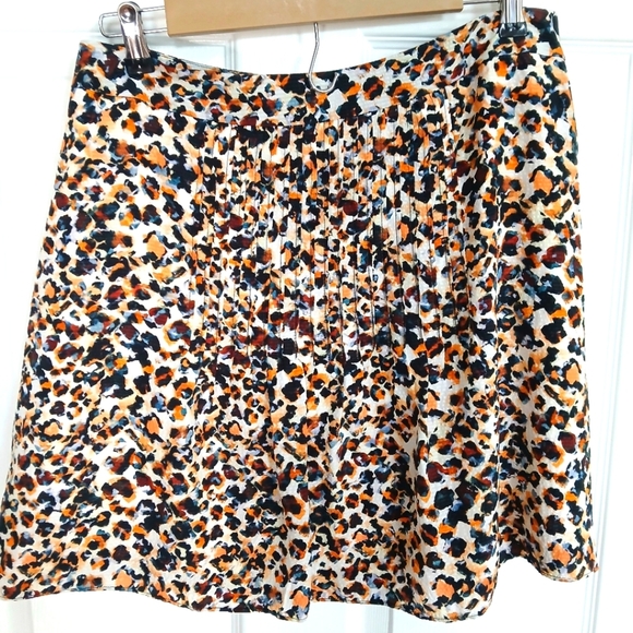 Marie Oliver Leopard Print 100% Silk Skirt Size 8 Punk Rock Festival Party - Picture 6 of 7
